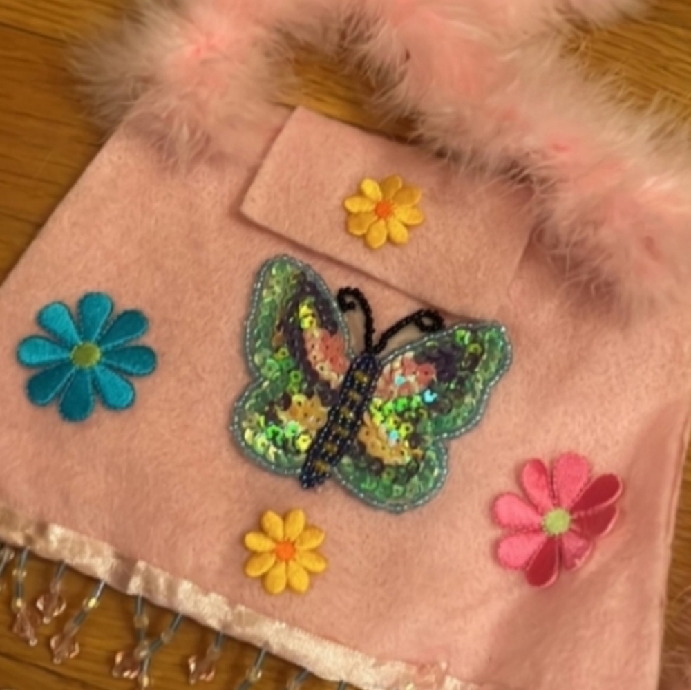 BUTTERFLY Bag Purse Kids Little girls pocketbook pink blue colorful sequins